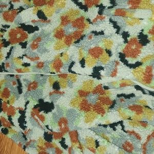 Women's Sonoma XL Oeko-Tex Floral Green Fleece Sherpa Full-Zip Jacket Lined